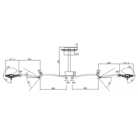 Lampa zabiegowo-operacyjna bezcieniowa dwuczaszowa S200DC sufitowa